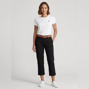 Polo Jeans Co Ralph Lauren W Size 6 Cropped Chino Pants Black Button Fly Low Ris